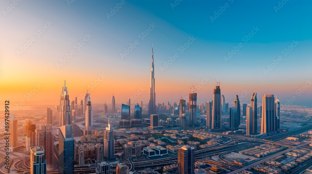 Sunrise Over Dubai Skyline Sunrise Over Dubai Skyline