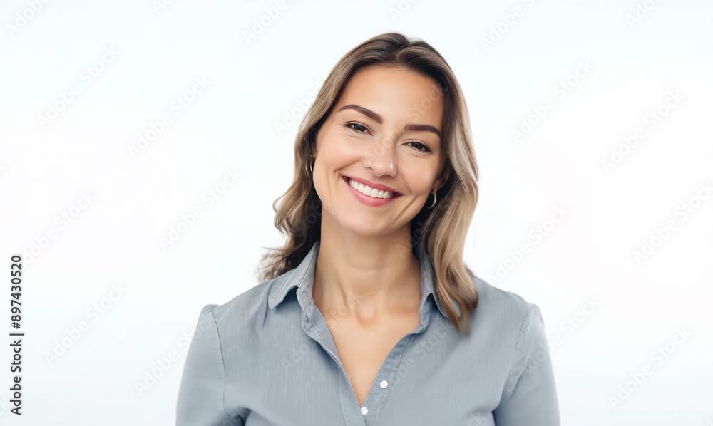 Portrait of happy smiling young business woman, isolated on white background Portrait of happy smiling young business woman, isolated on white background