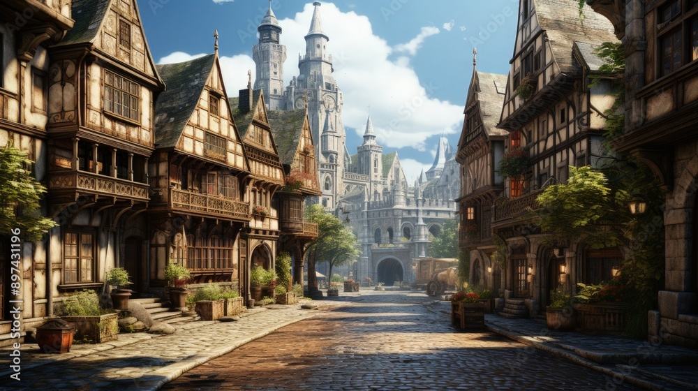 Fototapeta premium The historic architecture of an old European town square