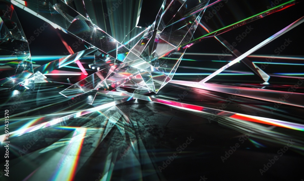 Fototapeta premium Conceptual photography of fractured light beams, optical illusion creates disorienting patterns