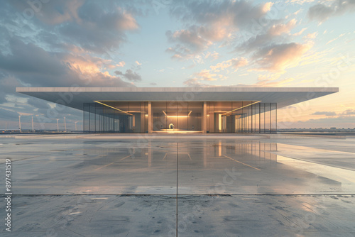 Concrete outdoor square building,Empty architectural background.