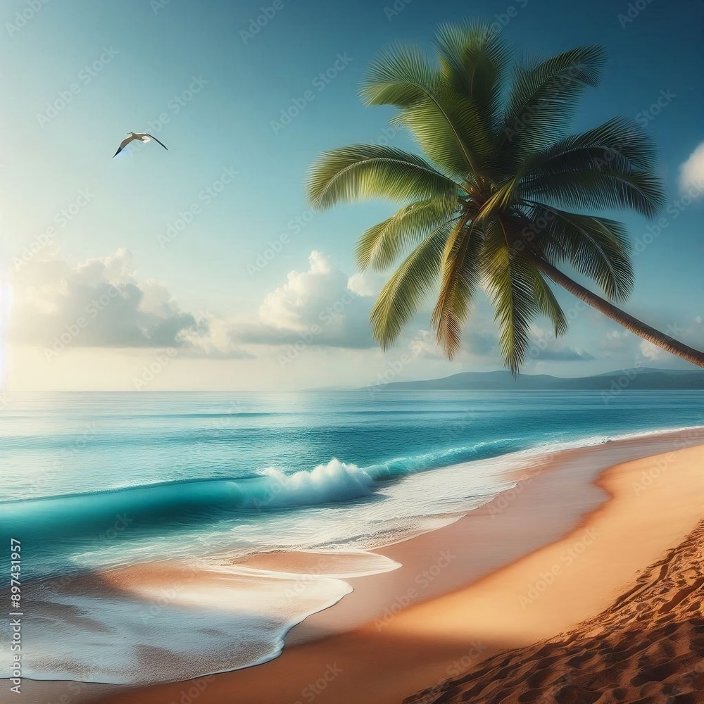 Tranquil Sunrise Over Sailboats and Seagulls in a Serene Ocean,Generative AI Tranquil Sunrise Over Sailboats and Seagulls in a Serene Ocean,Generative AI