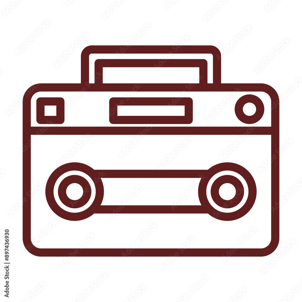 Tape recorder Vector Line Maroon Icon Design Tape recorder Vector Line Maroon Icon Design