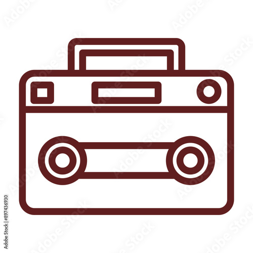 Tape recorder Vector Line Maroon Icon Design