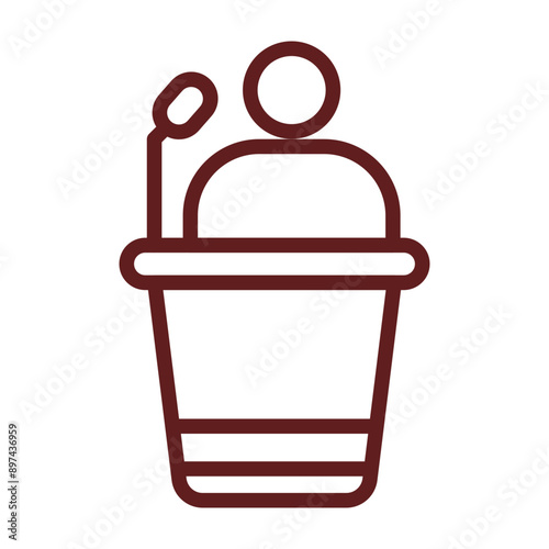 press conference Vector Line Maroon Icon Design