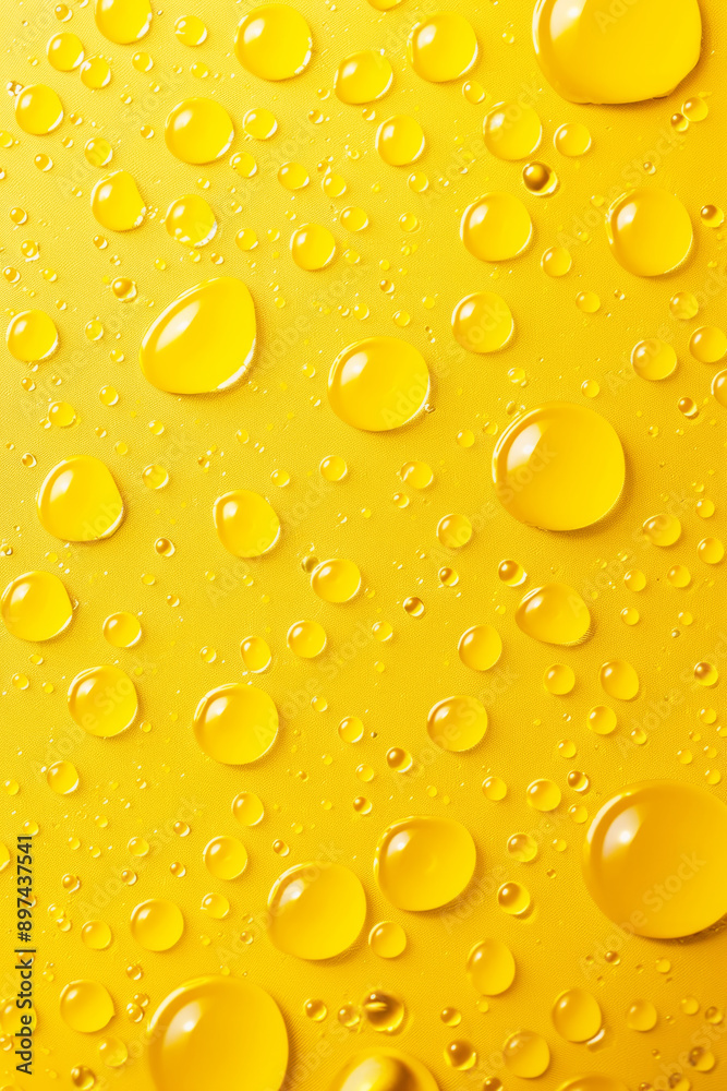 Bubbles in golden liquid. Yellow background with round droplets. Abstract composition with vibrant color and texture Bubbles in golden liquid. Yellow background with round droplets. Abstract composition with vibrant color and texture