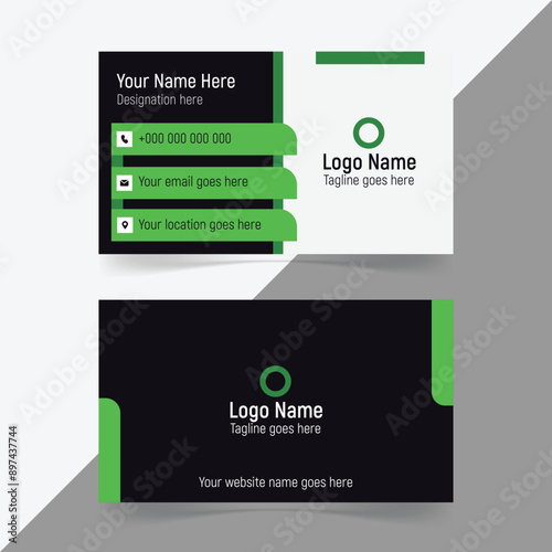 Double-sided modern business card template vector or creative colorful visiting card  