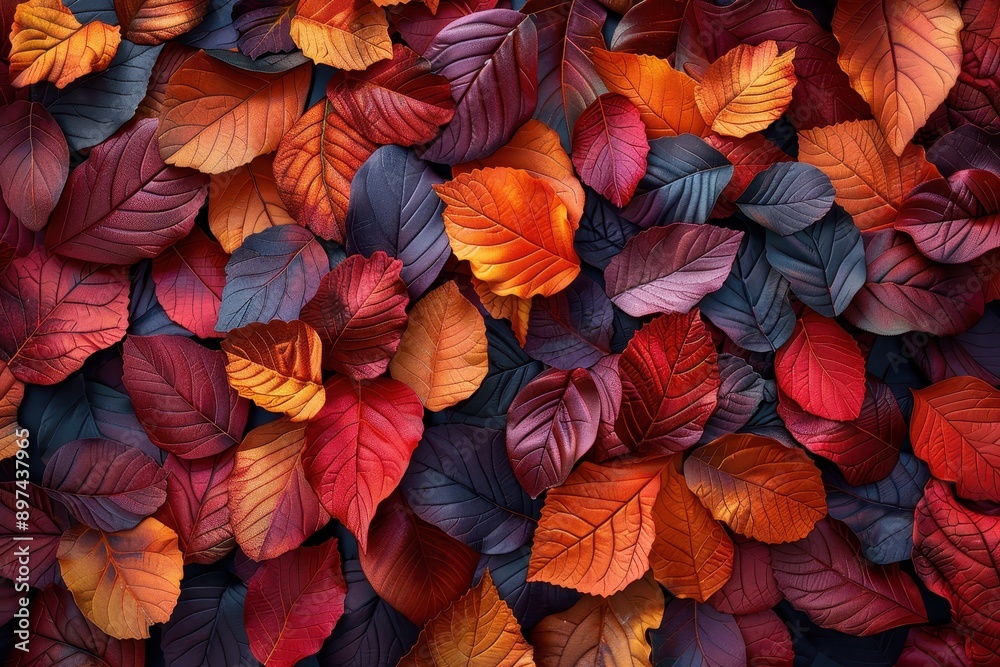 3D Render of Autumn Leaves Pattern, Top View, Dark Background
3D Render of Autumn Leaves Pattern, Top View, Dark Background