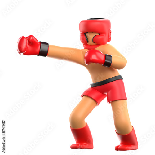 Boxing Player 3d Illustration