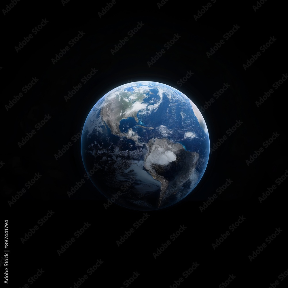 Obraz premium Earth from Space - A high-resolution image of Earth viewed from space, highlighting continents and cloud formations, perfect for science, space, and environmental-themed projects.
