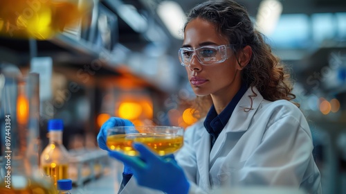 Investigating Avian Flu: Hyper-Realistic Image of Scientist Analyzing Chicken Sample in Lab Setting