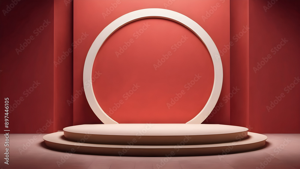 Red Background Wall Podium Product Light Shadow. Generative AI