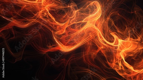 Abstract Fire Swirls and Patterns in Dark Background © Elis