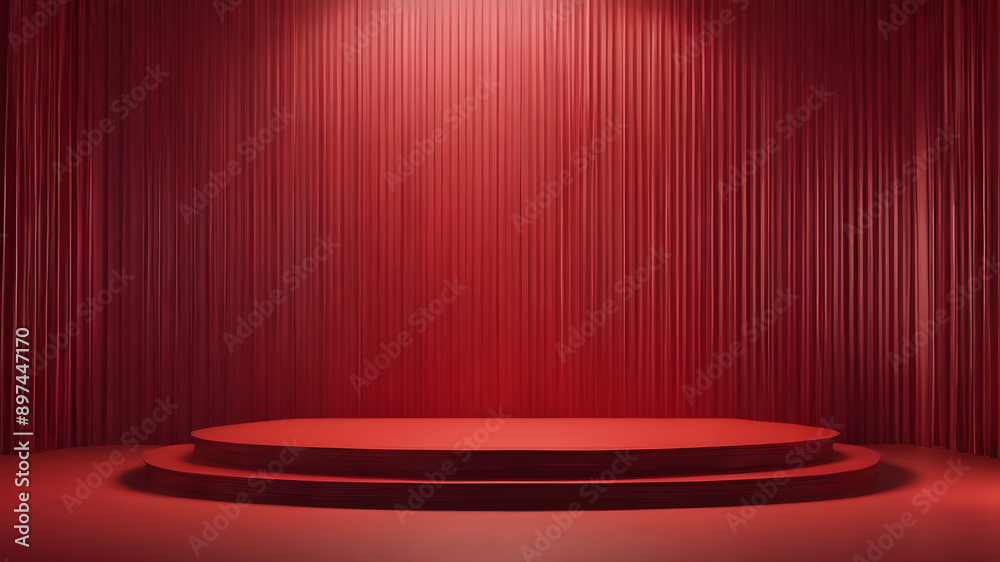 Red Background Wall Podium Product Light Shadow. Generative AI Red Background Wall Podium Product Light Shadow. Generative AI