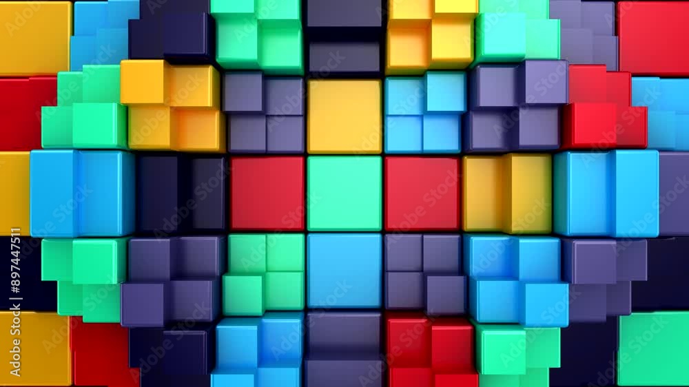 Cubes Form a Wave. Abstract motion, 3d rendering, 4k resolution
Cubes Form a Wave. Abstract motion, 3d rendering, 4k resolution