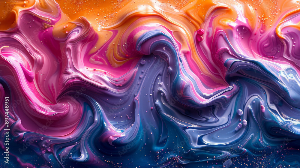 Abstract liquid swirl in vibrant colors, fluid Abstract liquid swirl in vibrant colors, fluid