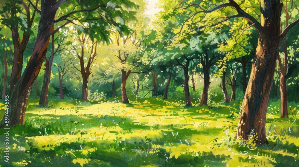 Naklejka premium Sunlit Forest Clearing