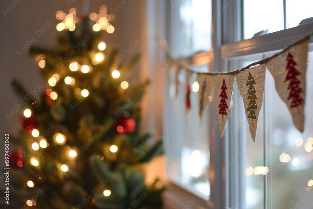 A minimalist Christmas banner that highlights a well-lit entryway.
A minimalist Christmas banner that highlights a well-lit entryway.