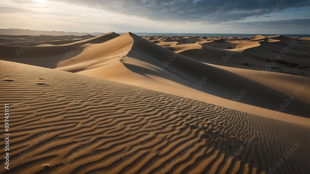 Naklejka premium cinematic view of a windswept dunes photography for ba background