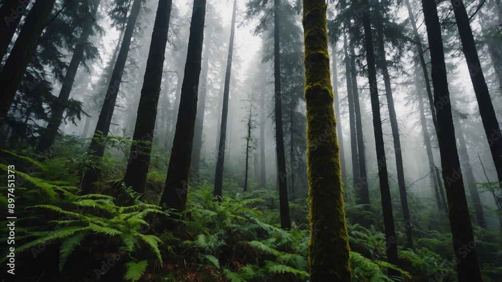 Obraz premium cinematic view of a temperate forest photography for b background