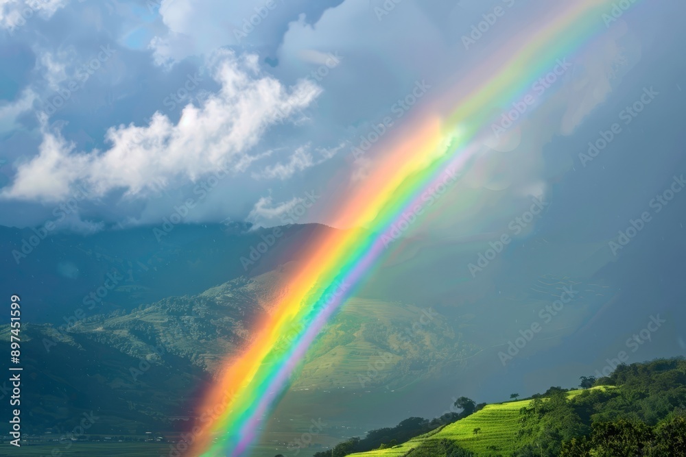 A seven-color rainbow against the background of wet paving stones. The concept of an unusual natural phenomenon.
A seven-color rainbow against the background of wet paving stones. The concept of an unusual natural phenomenon.