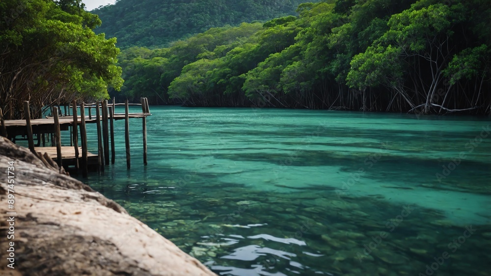 Fototapeta premium cinematic view of a mangrove island photography for ba background
