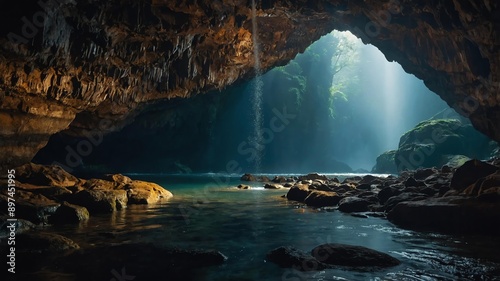 cinematic view of a cave system photography for backgr background