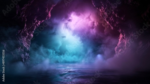 Enigmatic 3D Background in Deep Teal and Purple Tones for Mysterious Design Projects