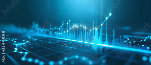 Analyzing the relationship between time and currency exchange, futuristic graphs, soft blue light, modern and precise setting