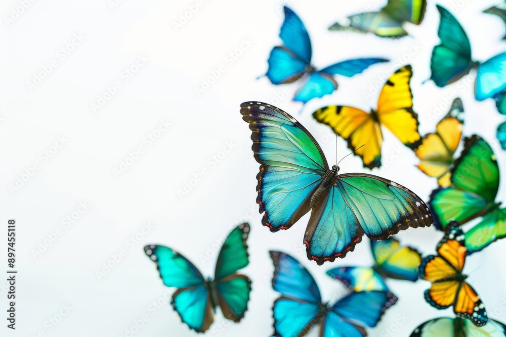 Obraz premium butterflies in blue green and yellow hues