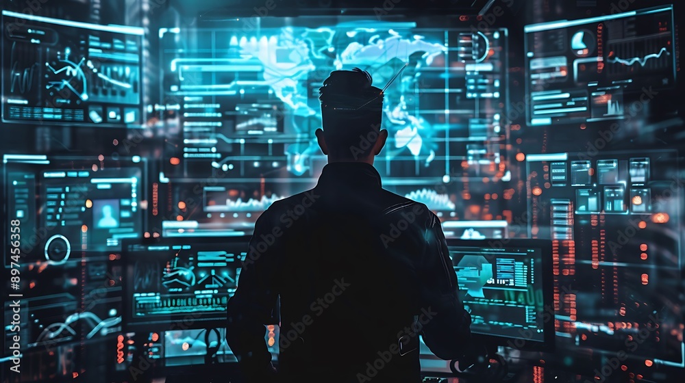 Cyber Security Specialist Working in a Modern Data Center Cyber Security Specialist Working in a Modern Data Center