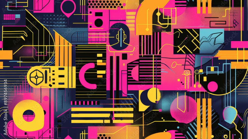 Minimalist Tech and Data Icons Pattern Minimalist Tech and Data Icons Pattern