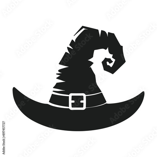 Classic Halloween witch hat vector silhouette for eerie art