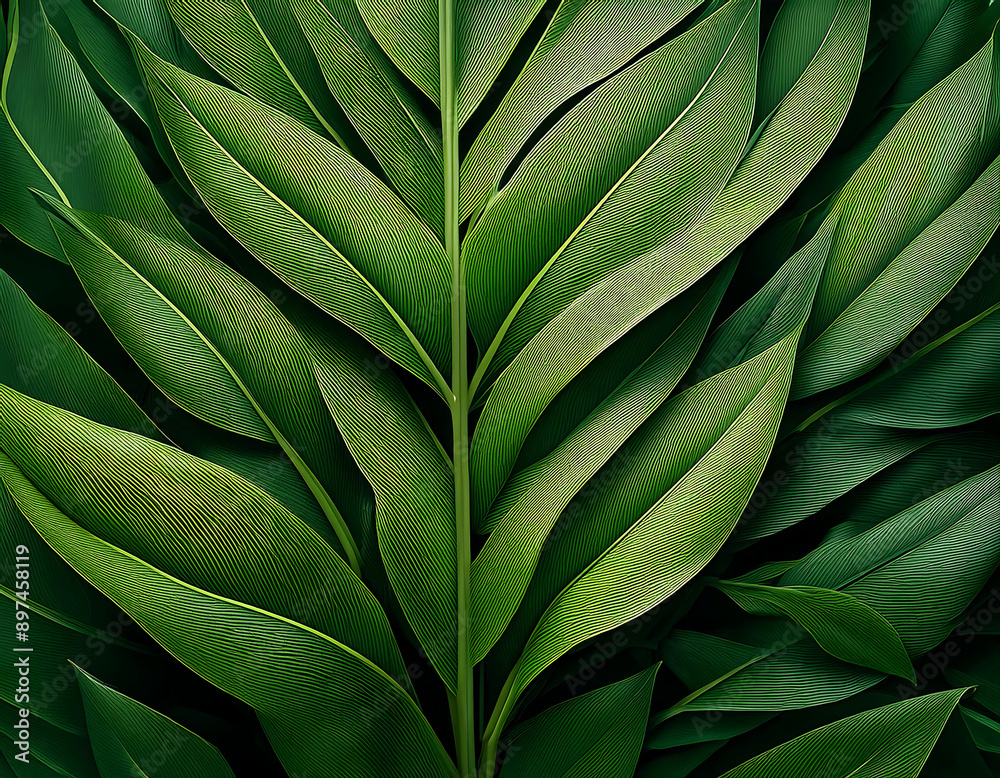  Green Leaf Pattern- A luxurious background with green leaf patterns and floral elements. Th_1(225)