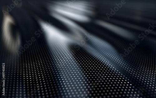 Carbon fiber black background with abstract pattern small white dots creating illusion curved lines waves motion Carbon fiber Concept