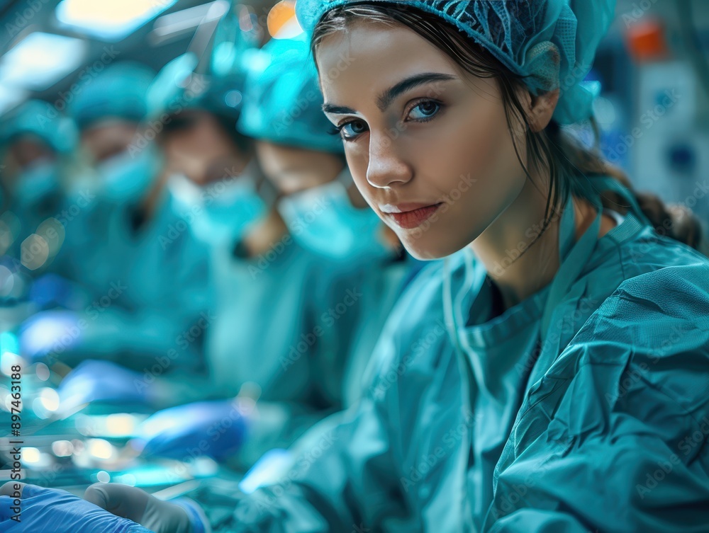 Dedicated Nurse Assisting in Surgical Procedure with Detailed Operation Techniques Overlay Dedicated Nurse Assisting in Surgical Procedure with Detailed Operation Techniques Overlay