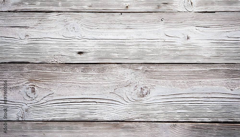 Obraz premium White wooden planks background. White shabby wooden planks, with knots texture. White wooden