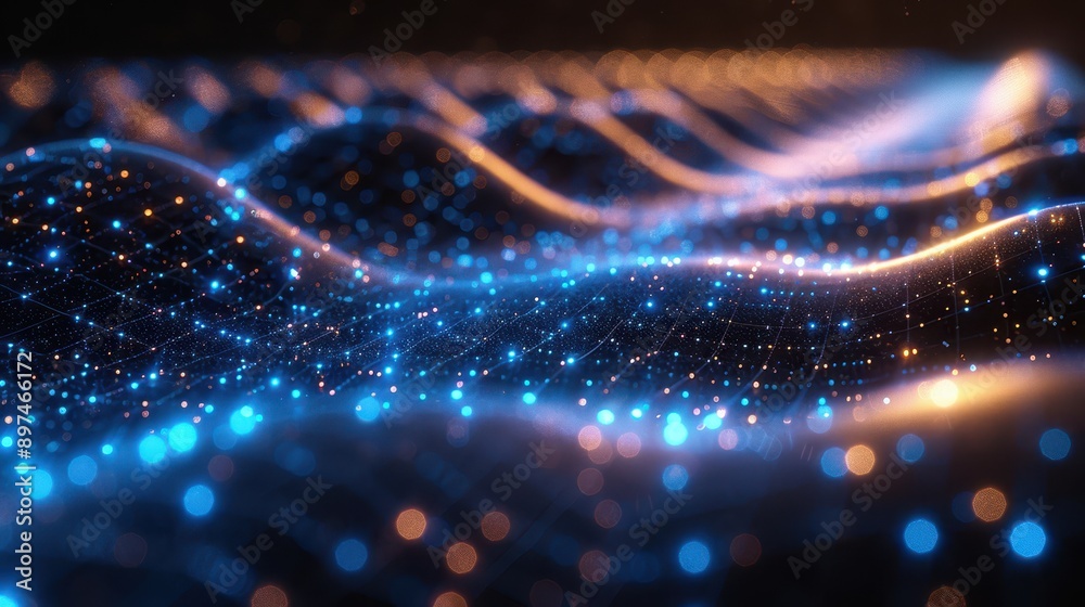 Cosmic Genesis - Futuristic 3D Hologram of Life's Birth in Blue Light Lines on Black Background Cosmic Genesis - Futuristic 3D Hologram of Life's Birth in Blue Light Lines on Black Background