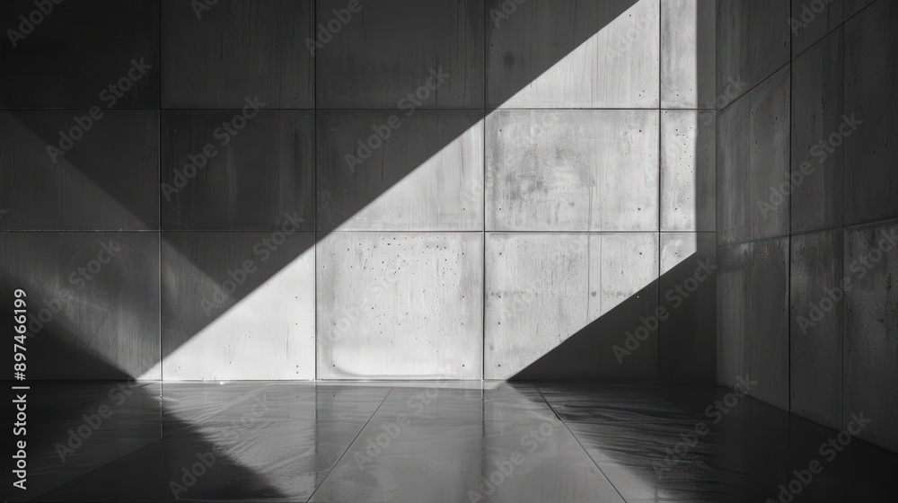 Concrete Wall and Floor with Diagonal Light and Shadow Concrete Wall and Floor with Diagonal Light and Shadow