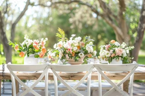 Wedding table with flowers in the garden. Selective focus. nature.