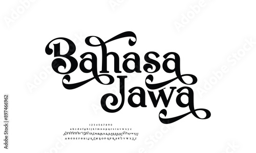 Bahasa Jawa is Elegant Font Uppercase Lowercase and Number. Classic Lettering Minimal Fashion Designs. Typography modern serif fonts regular decorative vintage concept. vector illustration
