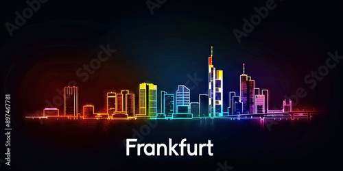 Colorful Skyline of Frankfurt at Night