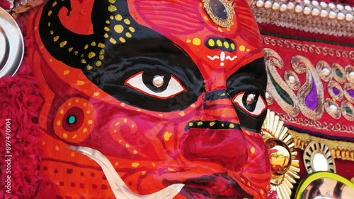 Sculptural presentation of Theyyam, a religious ritual practiced in Kerala, India