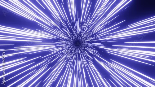 A 360 degree hyperspace jump through the stars into deep space. Hyperspace jump of a spaceship. Star Wars effect. Traveling at the speed of light through a wormhole. 3D illustration