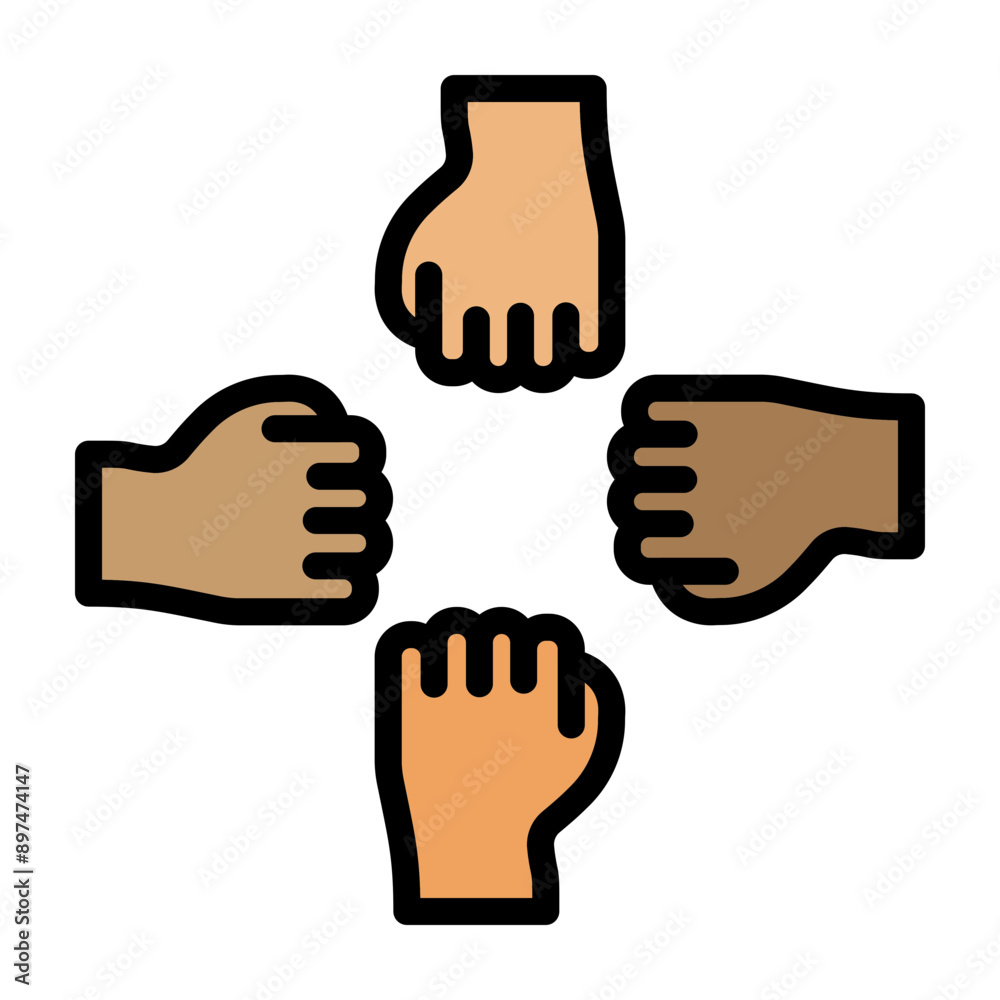Joined Hands Vector Filled Icon Design Joined Hands Vector Filled Icon Design