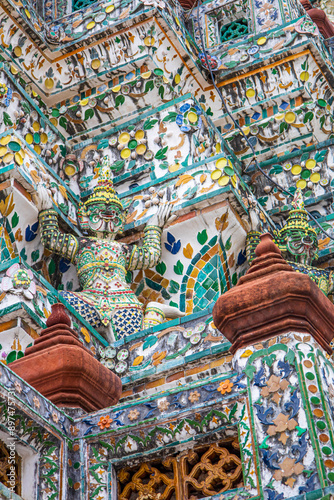 Fantastic view of Bangkok, Thailand's Wat Arun. The Buddhist temple is a well-known tourist destination in Thailand and a landmark in Bangkok.