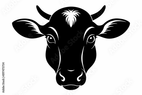 Black and White Cow Head Silhouette portrait, logo, element. Vector illustration, A cow head silhouette black vector artwork illustration.