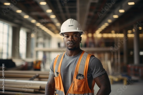 Wallpaper Mural Portrait of a male African American construction worker Torontodigital.ca