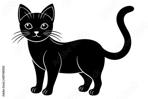 create a cute cat silhouette vector style illustration