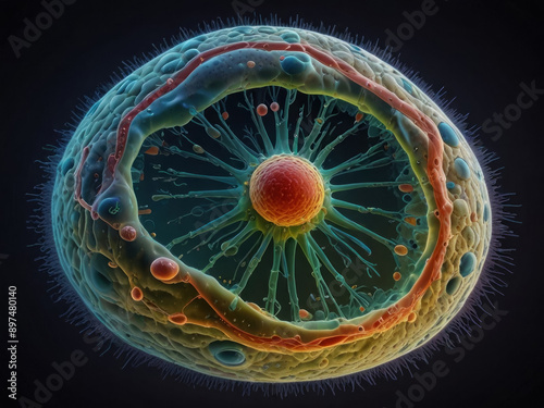 Cell enlarged for detail showing texture and structure; Ideal for scientific illustrations photo